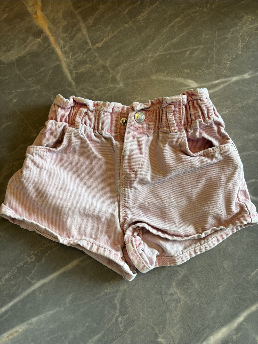 Zara Light Pink Elastic Waist Cotton Shorts